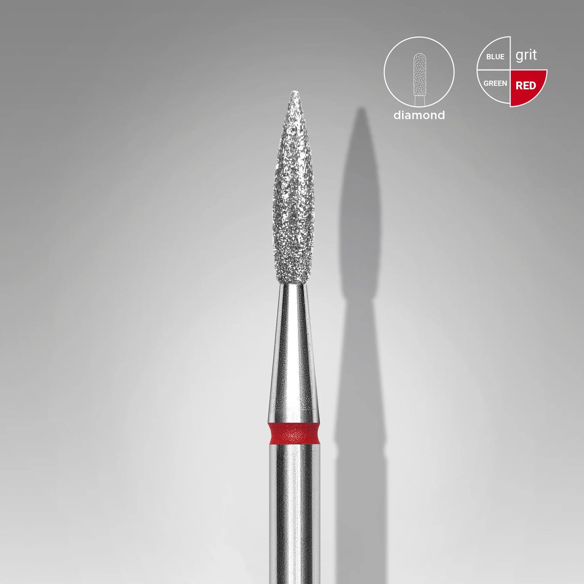 STALEKS EXPERT Fresa diamantata «Fiamma acuta» rossa, diametro 2,3 mm, parte lavorativa 8 mm