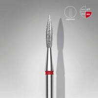 STALEKS EXPERT Fresa diamantata «Fiamma acuta» rossa, diametro 2,3 mm, parte lavorativa 8 mm