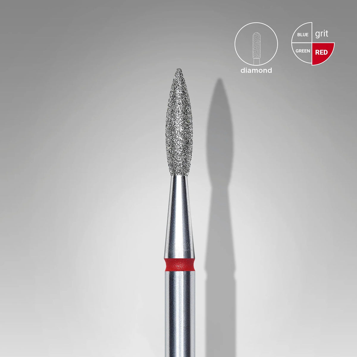 STALEKS EXPERT Fresa diamantata a fiamma acuta rossa, diametro 2,1 mm, parte lavorativa 8 mm