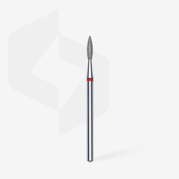 STALEKS EXPERT Fresa diamantata a fiamma acuta rossa, diametro 2,1 mm, parte lavorativa 8 mm