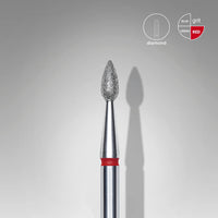 STALEKS EXPERT Fresa diamantata a goccia rossa, diametro 2,3 mm, parte lavorativa 5 mm