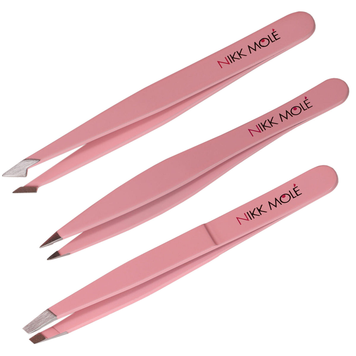 Set di pinzette per talpe Nikk, 3 pezzi (rosa)