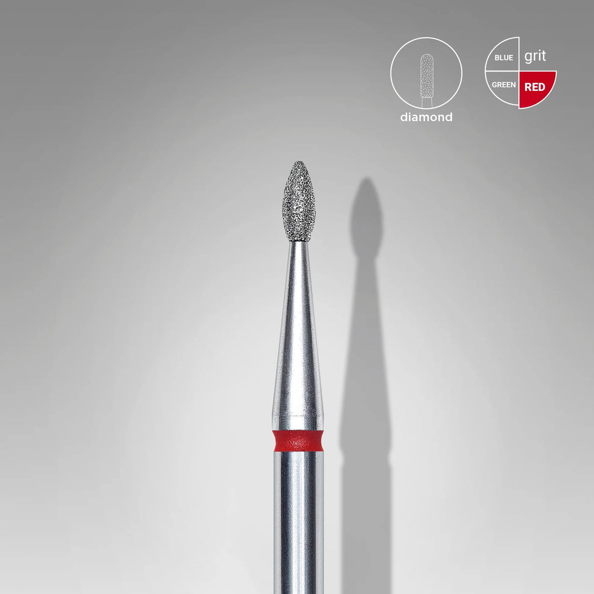 STALEKS EXPERT Fresa diamantata a goccia rossa, diametro 1,6 mm, parte lavorativa 4 mm