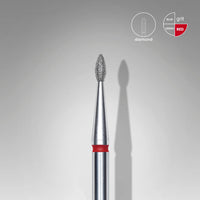 STALEKS EXPERT Fresa diamantata a goccia rossa, diametro 1,6 mm, parte lavorativa 4 mm