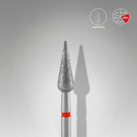 STALEKS EXPERT Fresa diamantata «Pera acuta» rossa, diametro 4 mm, parte lavorativa 12 mm