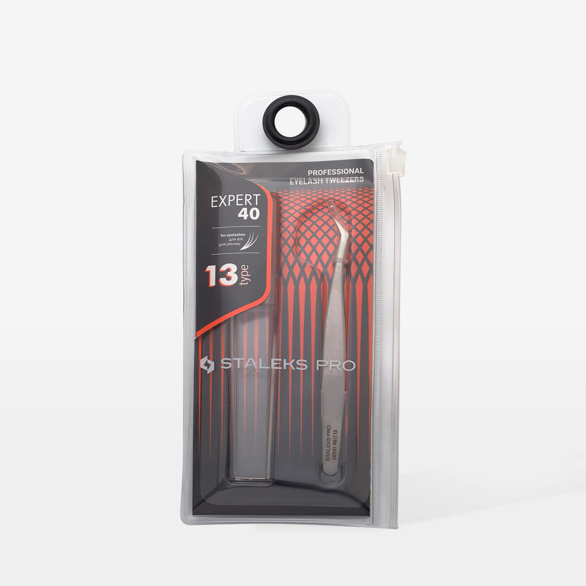 STALEKS EXPERT 40 TYPE 13 Pinzetta professionale con tacche per allungamento delle ciglia, a forma di L, 40°