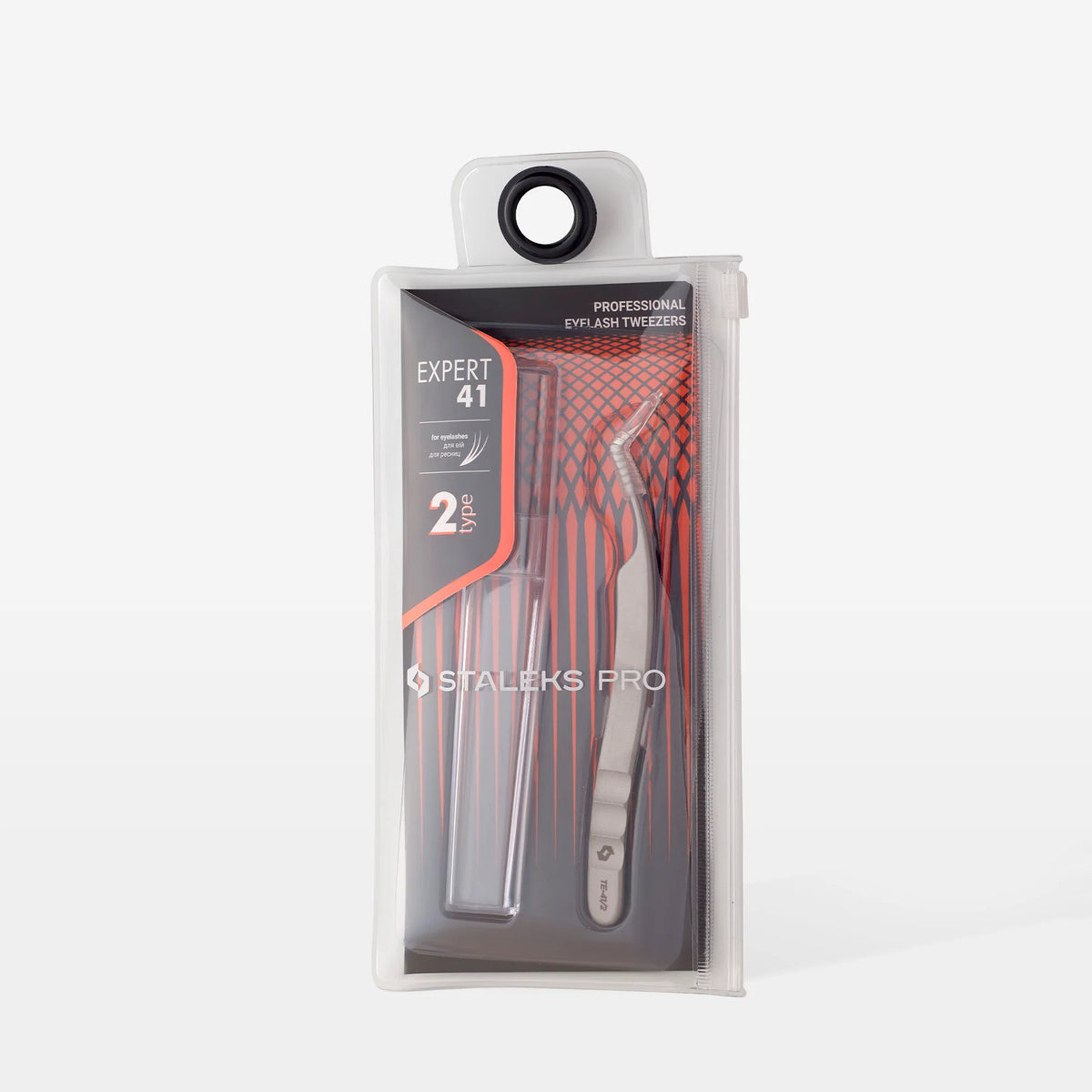 STALEKS EXPERT 41 TYPE 2 Pinzetta professionale con tacche per allungamento delle ciglia, a forma di L, 40°