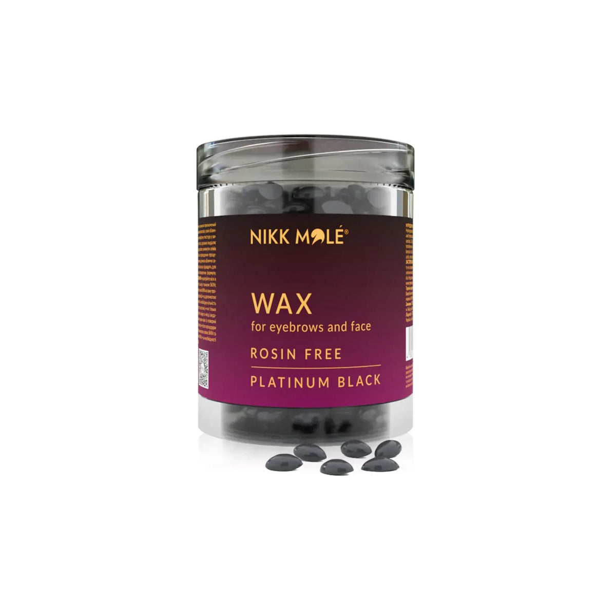 Cera granulare Nikk Mole per sopracciglia e viso, nero platino, 100 g